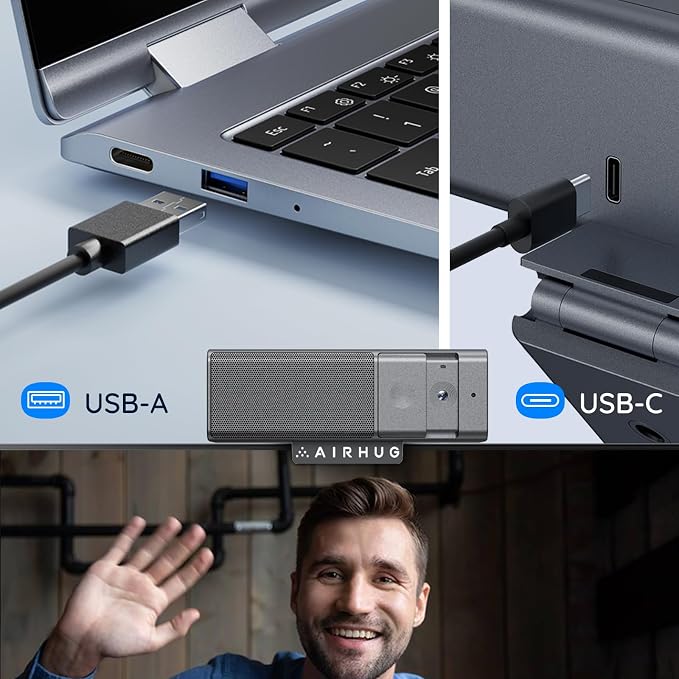 AIRHUG 3 in 1 1080P Webcam with Microphone & Speaker | Built-in Privacy Cover, USB Camera, Video Conferencing/Online Class/Gaming Live - Image 5