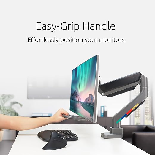 Kensington SmartFit Dual Monitor Arm with Crossbar and Easy-Grip Handle for 2 Screens Up to 32 Inch 19.8lbs, Gas Spring Height-Adjustable C-clamp or Grommet Monitor Mount with Max VESA 75/100mm - Image 2