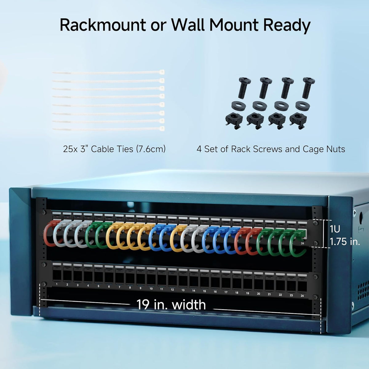 Cable Matters 1U 24 Port Keystone Patch Panel with Cable Management - Image 6