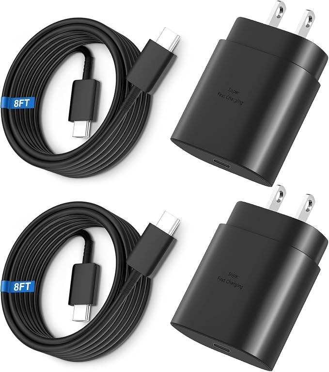 Super Fast Charger Type C, 25W USB C Wall Charger Fast Charging for Samsung Galaxy S26 Ultra/S26/S26+/S25 Ultra/S25/24 Ultra/S24/S23 Ultra/S22 Ultra with 8FT Long Android Type C Charger Cable 2Pack by Vilive