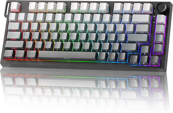 YUNZII RT75 PRO Dual 8K Wireless Keyboard(Gradient Black, Red Switch) | Hall Effect Magnetic Switches & 128KHz Scan Rate,BT/USB-C/2.4G, RGB, Hot-Swappable, CustomizableTGL/SOCD/DKS/MT for Gamers by YUNZIIMECHANICALKEYBOARD