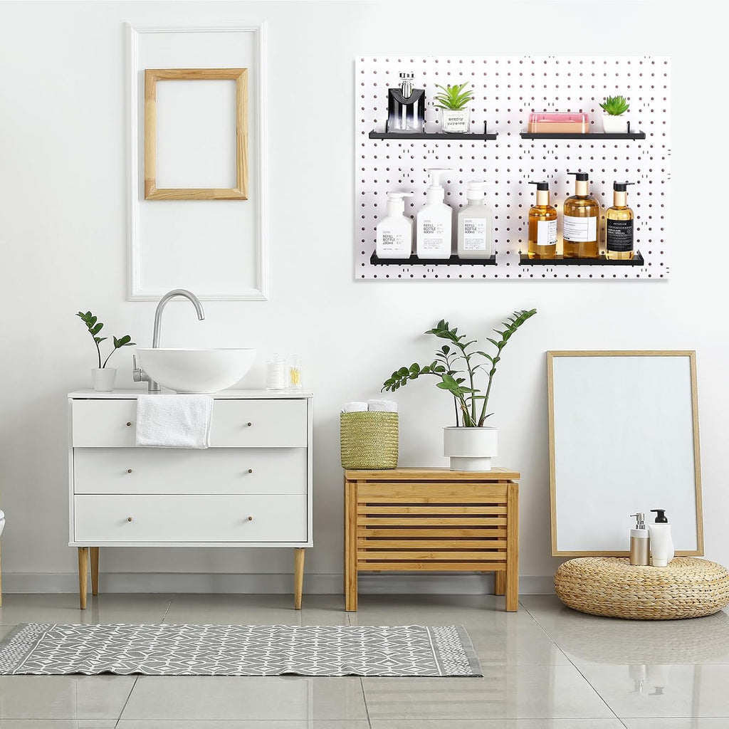 Lineshading 4 Pcs Pegboard Shelves, Black, 10 x 4 Inch - Image 2