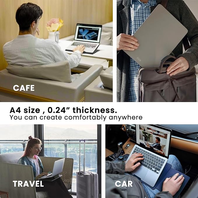Portable Lap Desk - Lap Desk with Retractable Mouse Pad, Adjustable Stand, Writing Board, Expandable Surface, and Heat Protection for Laptops and Tablets (Black) - Image 6
