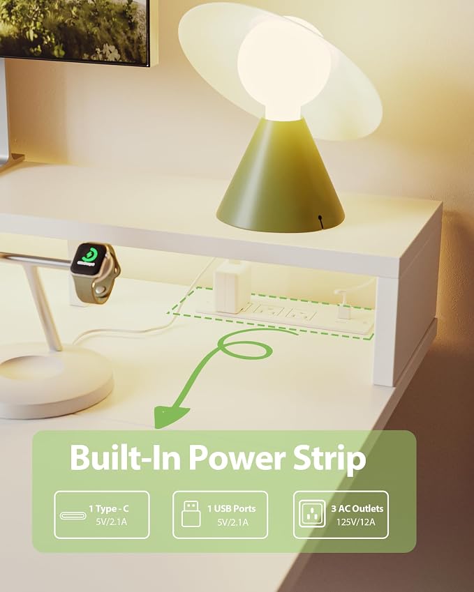 Agilestic 48 * 24 Inch Electric Standing Desk with Shelf & Led, White | Electric Height Adjustable, Outlets&Led, Monitor Stand, Sturdy Steel Frame, Memory Presets, Hooks, 154 lbs, Splice Board - Image 5