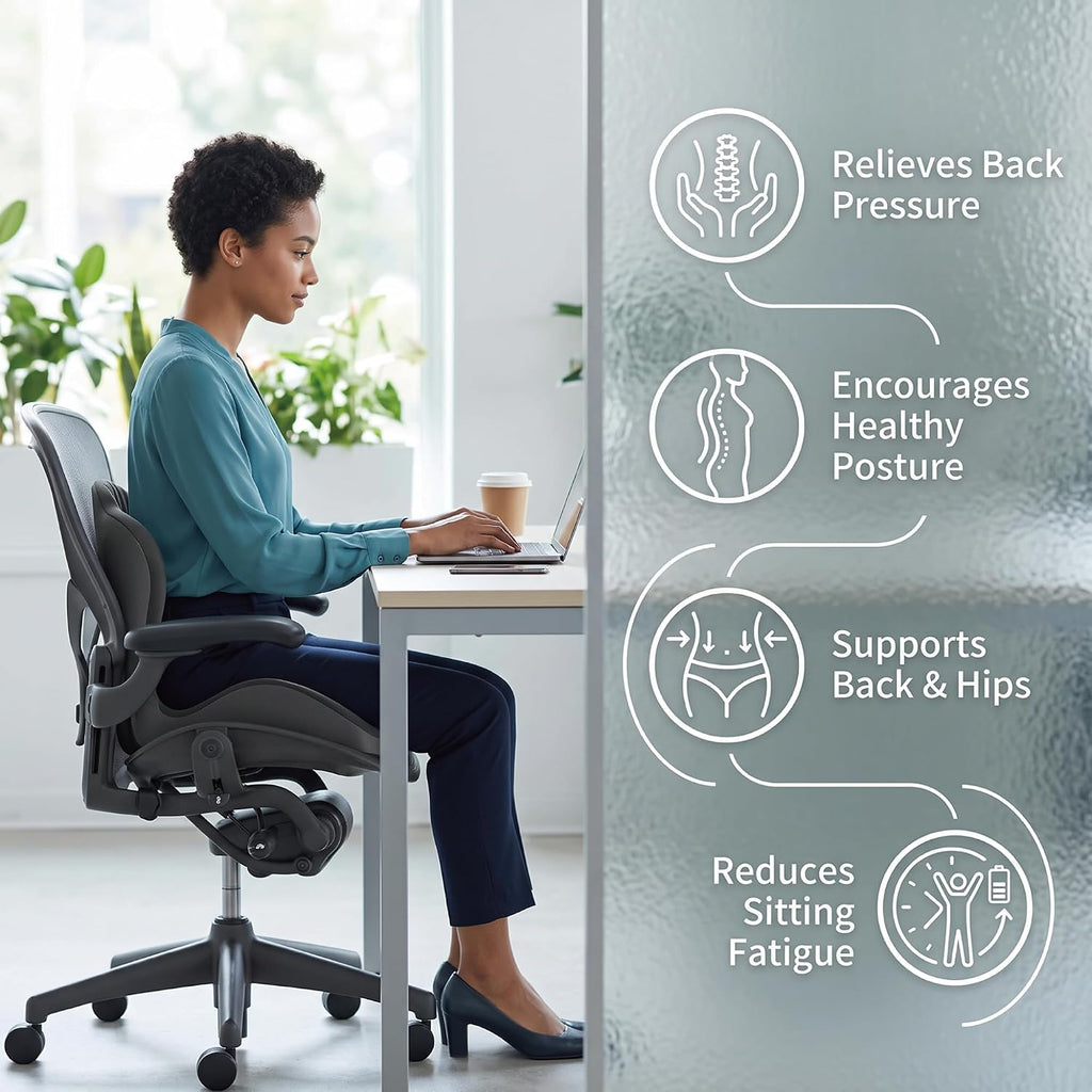 Memory Foam Seat Cushion with Lumbar Support, L-Shaped, Gray - Image 7