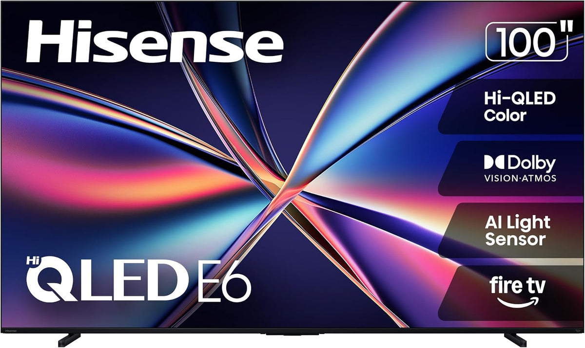 Hisense 100" Class E6 Series QLED 4K UHD Smart Fire TV (100E6QF, 2025 Model) - QLED, Native 144Hz, Dolby Vision IQ · Atmos, Motion Rate 240, HDR 10+, Game Mode Pro, Voice Remote with Alexa by Hisense