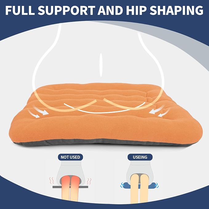 BUYUE Good Support Office Chair Cushion Padded, Soft Velvet Comfortable Non-Slip Seat Cushion for Computer Desk Kitchen Chair (1 Count, Orange) - Image 4