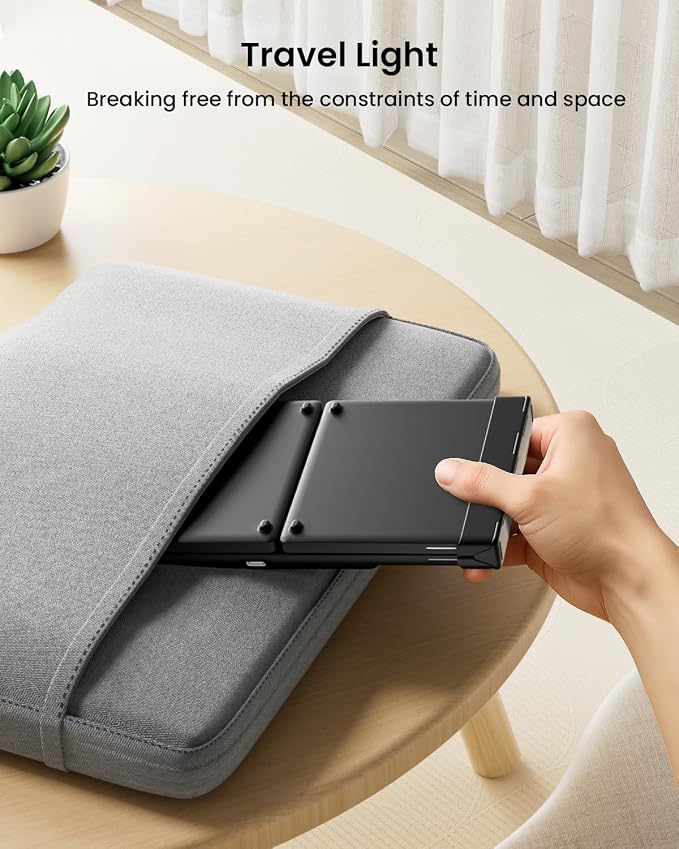 ProtoArc XK01 Full-Size Foldable Bluetooth Keyboard for Travel, Black | 105 keys, number pad, 0.65in keycaps, 3-device Bluetooth 5.1 switching, USB-C charging, for laptop tablet phone - Image 8