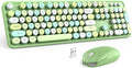 MOFII Wireless Keyboard and Mouse Combo, Retro Green 2.4GHz Full Size Colorful Keyboards with Round Keycaps, Cute Wireless Mouse for Laptop, PC, Chromebook, Smart TV, Computer, Windows by MOFII