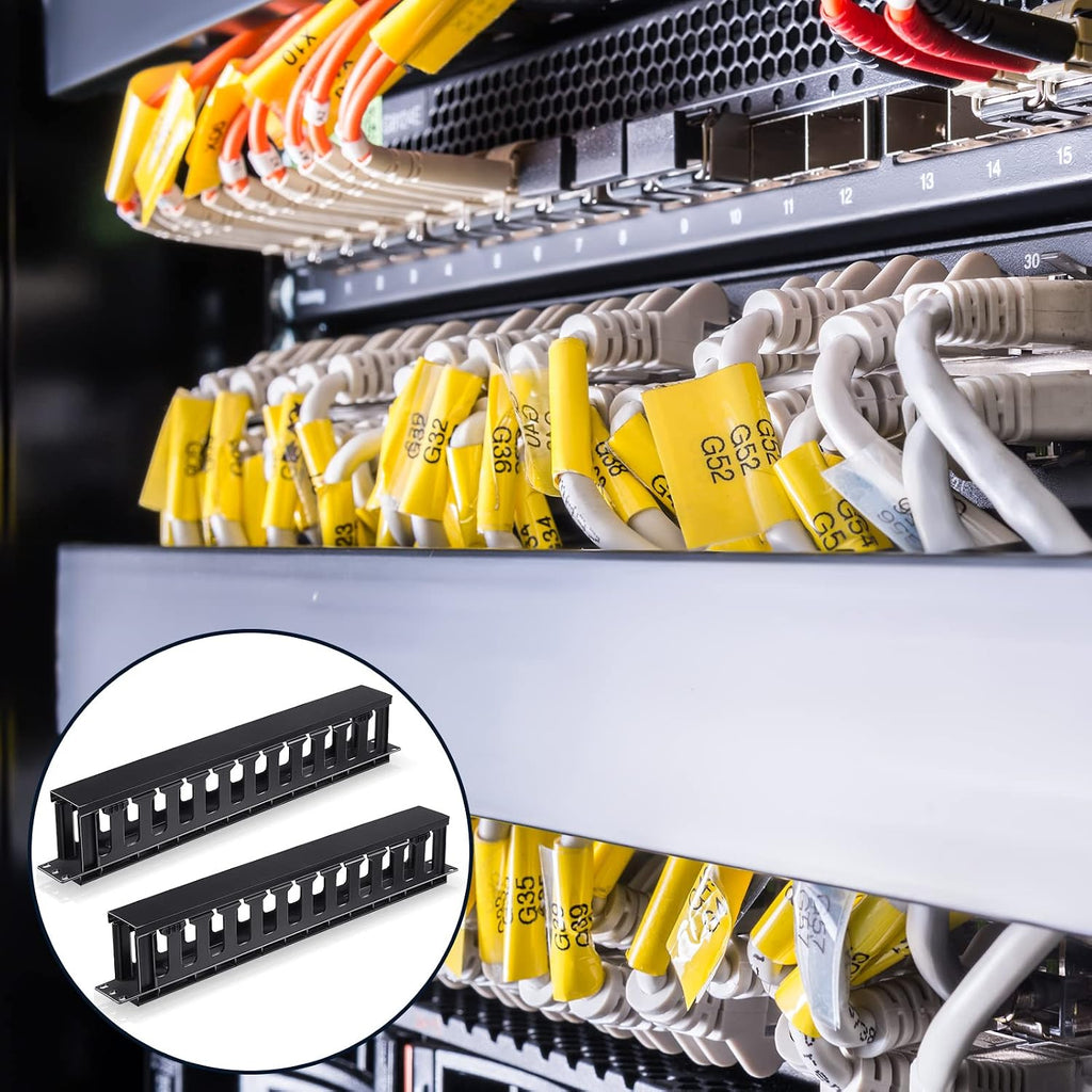 Leinuosen 2 Pcs 1U Horizontal Cable Management Rack Mount Sleeve - Image 2