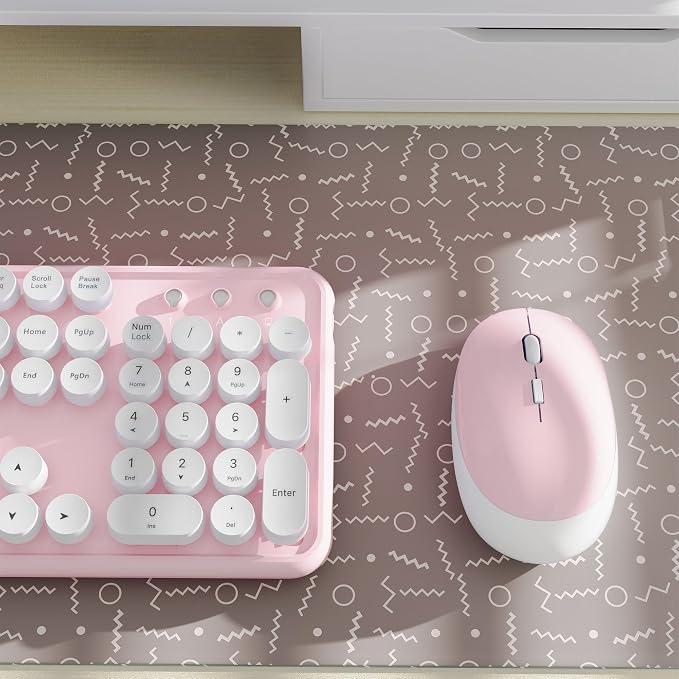 Colorful Wireless Keyboard and Mouse Combo Pink White | Full-Sized Office Keyboard with Typewriter Flexible Keys, 2.4GHz Dropout-Free Connection, Optical Mouse for PC Laptop - Image 4