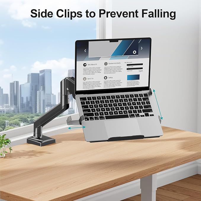 MOUNT PRO Laptop Arm Mount for Desk, 2 in 1 Function Monitor Laptop Stand, Fits Max 17" Notebook and 32" Computer Screen, Aluminum Single Monitor Holder with Adjustable Tray, Holds up to 22lbs - Image 6