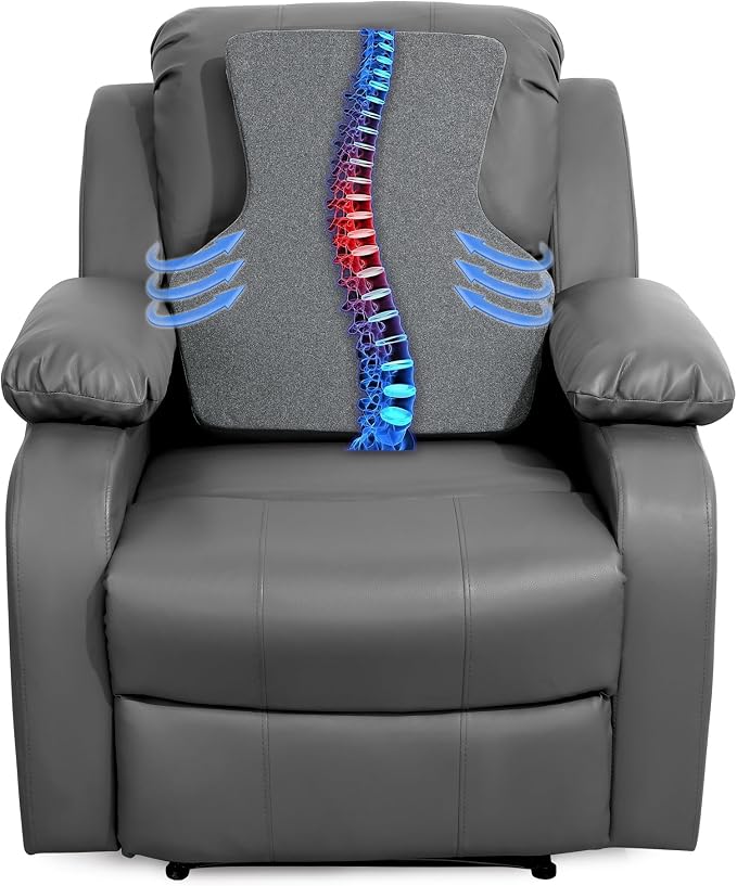 HOMBYS Ergonomic Lumbar Support Pillow for Recliner,Memory Foam Chair Back Support Cushion for Elderly,Extra Large Lumbar Support Pillow,Low Back Pain Relief Cushion,Dark Grey - Image 3