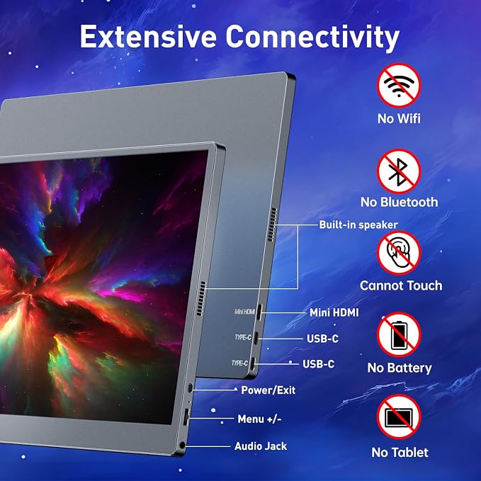 cocopar Portable Monitor 15.6 Inch 1080P FHD 60Hz 60% sRGB Travel Monitor with Speaker HDMI USB-C Second Screen for Laptop MacBook Surface PC Xbox PS4/5, VESA Mountable, with Full Cover Stand - Image 5