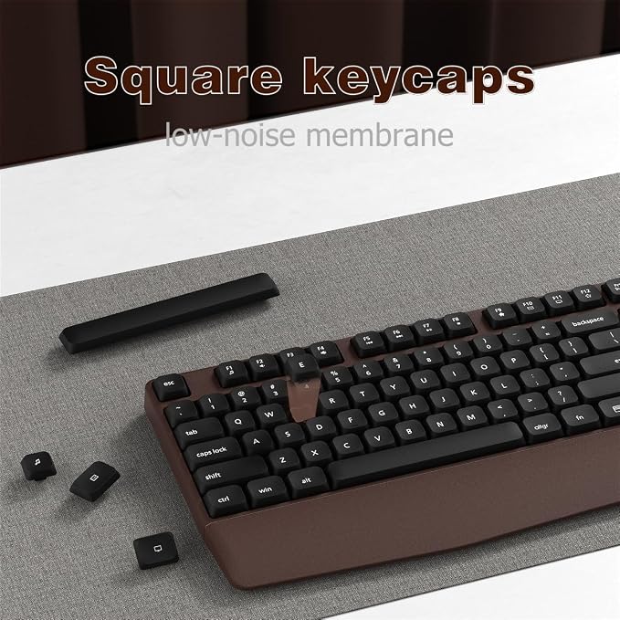 Ergonomic Wireless Keyboard and Mouse Combo with Wrist Rest (Black Coffee) | COVEVA Full Size Keyboard with 12 Dedicated Shortcuts, Smart Auto-Sleep, 2.4GHz Receiver, Natural Typing for PC Laptop - Image 3