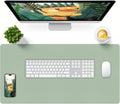 Leather Desk Mat, Large Mouse Pad, Non-Slip Desk Protector Mat, Leather Desk Blotter, Waterproof Desk Pad for Office Home Decor/Grey Green(31.5×15.7 Inches) by Bloss