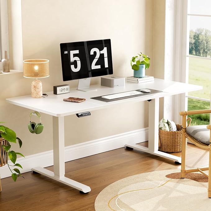 Veken 63" x 28" Super Large Standing Desk, Conference Room Tables, White | Height Adjustable Electric Computer Desk, Sit to Stand Up, Modern Workstation for Home Office, Writing, Gaming Study - Image 9