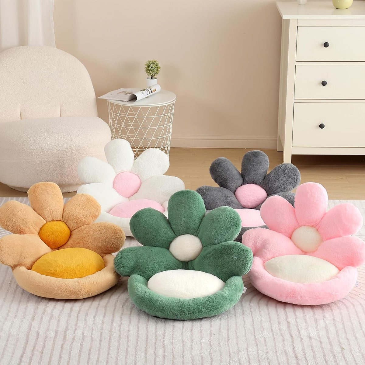 Ditucu Flower Shape Chair Pillow Cute Seat Cushion 19 inch Comfy Lazy Sofa Floor Pillows Dorm Seating for Bedroom Decor Orange - Image 6