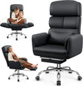 Big and Tall Office Chair 500LBS, Ergonomic High Back Leather Executive Chair, Reclining Swivel with Adjustable Armrests Lumbar Support Footrest, Criss Cross Legged, Black by BestEra