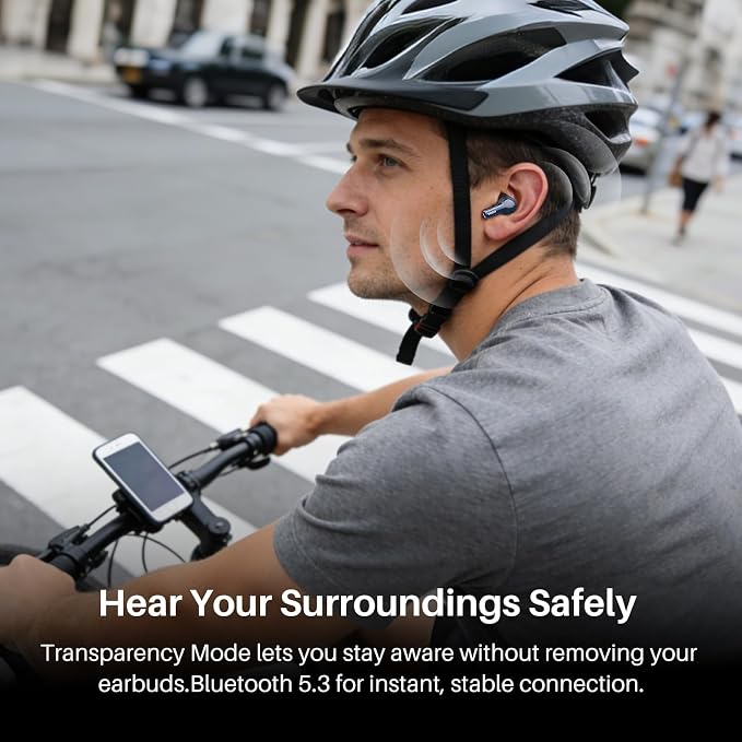 TOZO Hybrid Active Noise Cancelling in Ear Wireless Earbuds, 68H Playtime | 6 Mics AI Clear Calls, LED Display, 32 Preset EQs App, Bluetooth 5.3 Headphones, IPX8 Waterproof, Comfort Fit Ear Buds Blue - Image 8