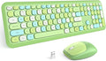 MOFII Wireless Keyboard and Mouse Combo, Colorful Full Size Keyboard with Number Pad, Silent Cute Wireless Mouse, 2.4GHz Dropout-Free Connection, for PC Laptop Computer (Green Color) by MOFII