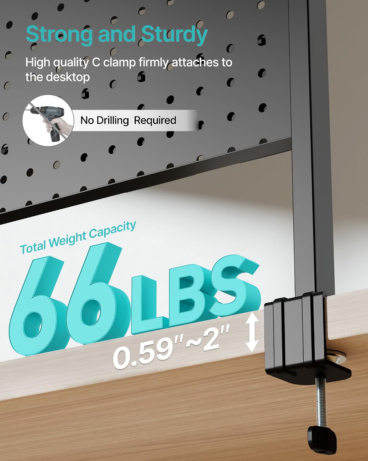 44" Clamp on Desk Shelf, Desktop Shelving System, Bundle with 8 Pieces Accessories, Black - Image 6