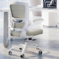TRALT Ergonomic Office Chair Desk Chair with Adjustable Lumbar Support | Desk Chair Comfy with Flip-up Armrests Ergonomic Chair - Mesh Computer Chairs for Adults, 330lbs, PU Leather (Beige, 1) by TRALT