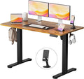 YESHOMY Height Adjustable Electric Standing Desk, 46 x 24 Inches Memory Home Office Sit Stand up Desk with Phone Holder and USB Charging Port, Rustic Brown by SearchallYESHOMY