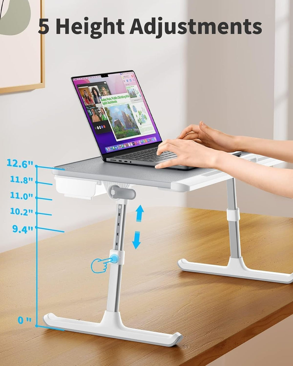 SAIJI Laptop Bed Tray Table - Adjustable Lap Desk for Couch (Gray) - Image 4