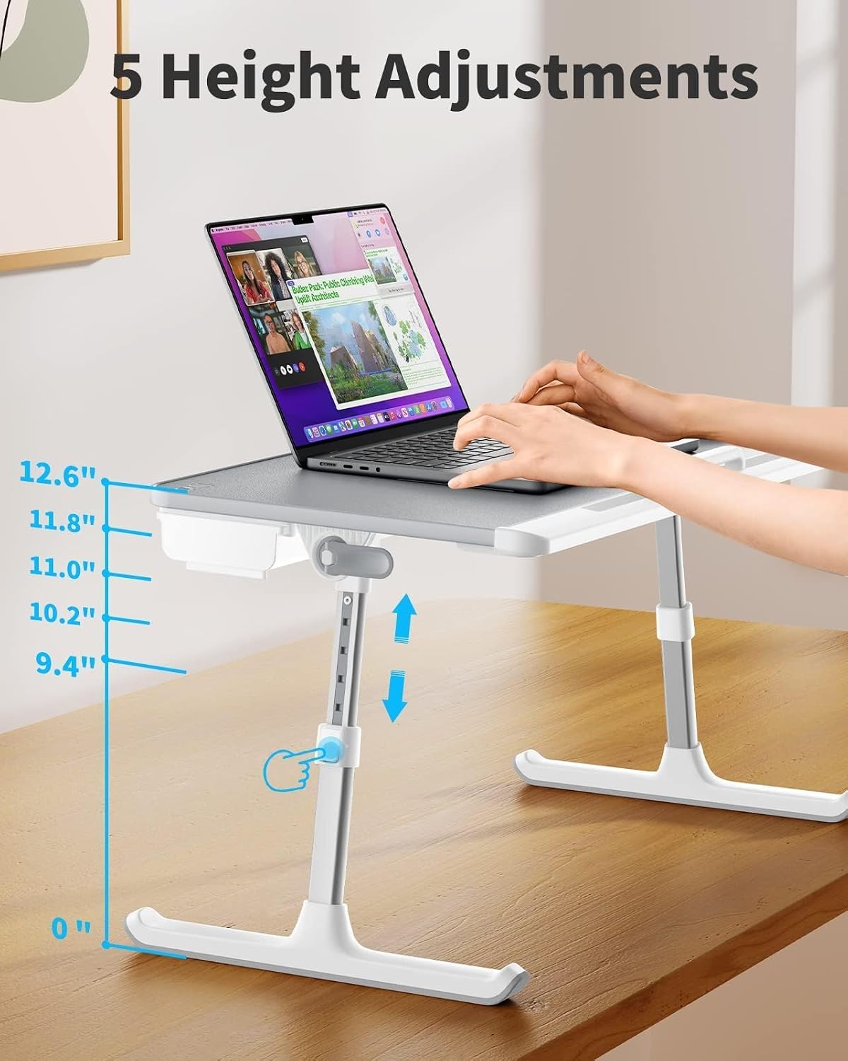 SAIJI Laptop Bed Tray Table - Adjustable Lap Desk for Couch (Gray) - Image 4