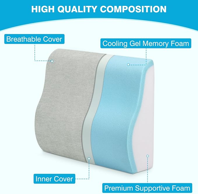 Lumbar Support Pillow for Recliner & Back Pillow for Couch, Dual Layer Memory Foam Back Support for Deep Recliner Chair for Senior Citizen to Sit Up Straight Light Grey - Image 2
