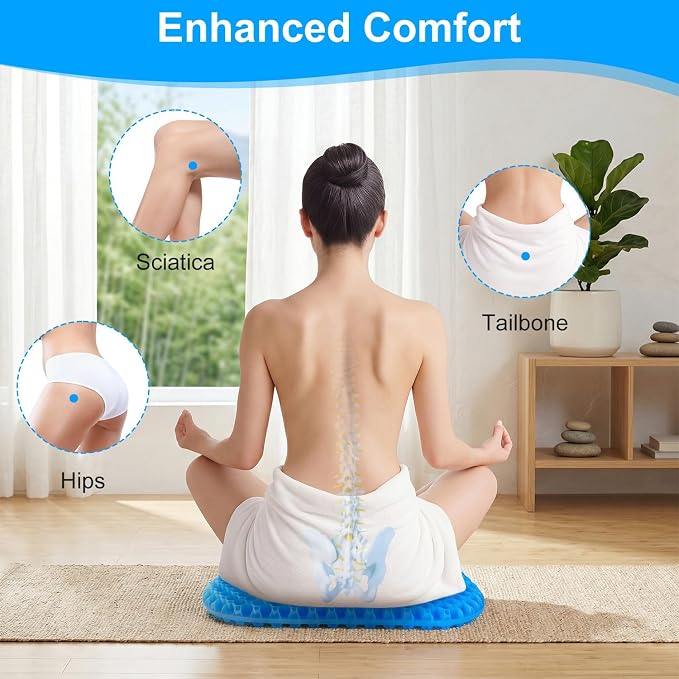 EVEME Large Gel Seat Cushion for Long Sitting with Non-Slip Cover - 18 x 17 Inches, Soft & Breathable, for Chair, Car, Office, Desk Chair, Wheelchair - Image 6