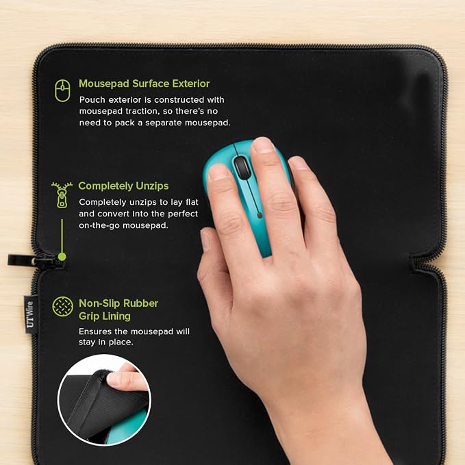 UT Wire Pocket for Laptop 2-in-1 Mouse Pad and Charger Zipper Pouch for Travel, School, Office on the Go, 1 Pack - Image 2