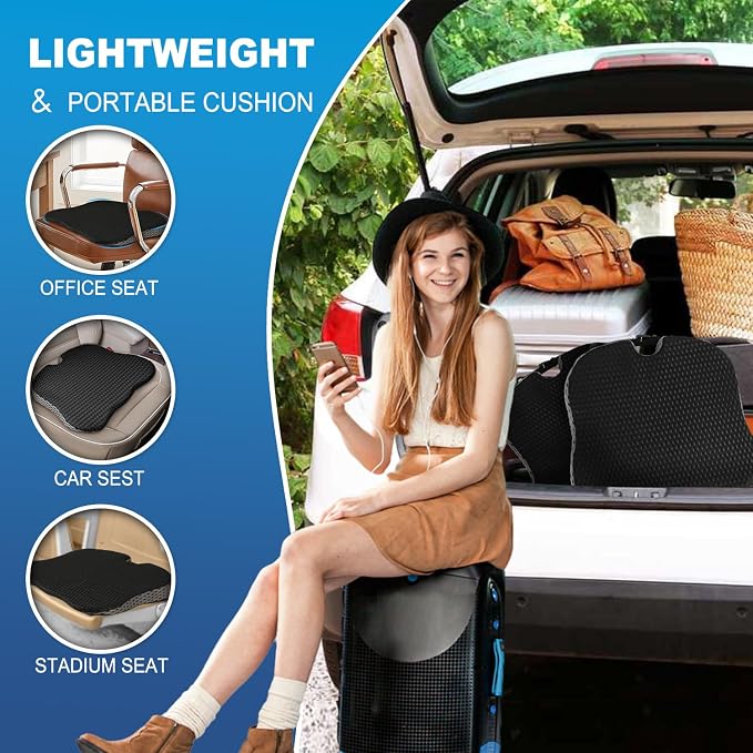 Hapiclody Car Seat Cushion for Driving,Premium Memory Foam Car Cushion for Better Visibility, Non-Slip Hip & Lower Back Tailbone Cushion, Car Seat Cushion Driver Booster for Short People, Truck(Black - Image 6