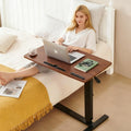 Overbed Table with Wheels & USB,Pneumatic Height Adjustable Bedside Table by BeGyoku