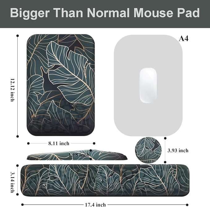 Ospelelf Keyboard Wrist Rest Ergonomic Mouse Pad with Wrist Rest Support Wrist Rest for Computer Keyboard, Green - Image 6