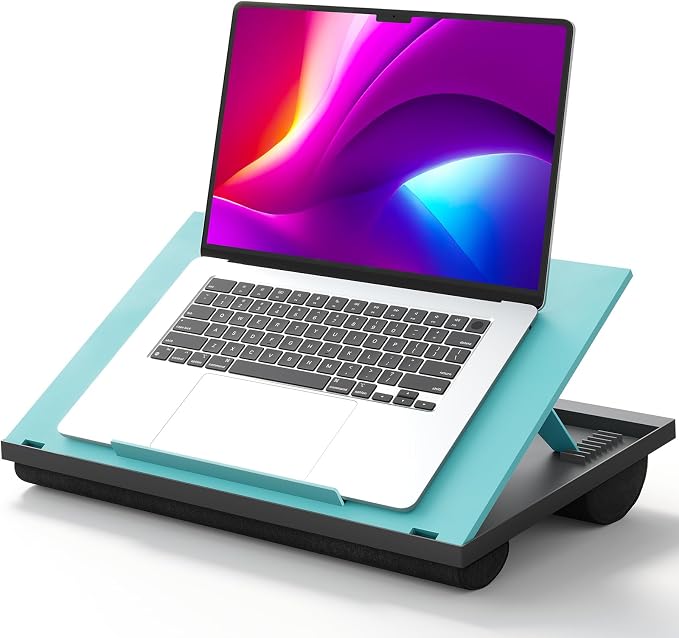 HUANUO Adjustable Lap Desk - with 8 Adjustable Angles & Dual Cushions Laptop Stand for Car Laptop Desk, Work Table, Lap Writing Board & Drawing Desk on Sofa or Bed, HNLD2TB | Dual-cushion base, carry handle, 30% thicker for durability, wider anti-slip ... by HUANUO