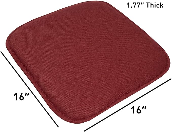 Sweet Home Collection Chair Cushion Memory Foam Pads Honeycomb Pattern Slip Non Skid Rubber Back Rounded Square 16" x 16" Seat Cover, 2 Pack, Charlotte Wine - Image 4