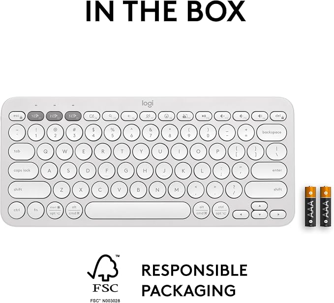 Logitech Pebble Keys 2 K380s Keyboard, Bluetooth, Wireless - Tonal White | Multi-device connectivity, customizable shortcuts, slim and portable, easy-switch for macOS, iPadOS, Android, Chrome OS - Image 10