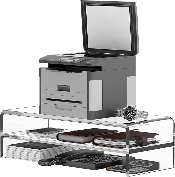 Egchi Acrylic Monitor Stand, 2 Tiers Computer Monitor Riser(20x8x5.5 Inch), Monitor Riser/Computer Stand for Home,Office,Business,PC Desk Stand for Keyboard Storage& Multi-Media Laptop Printer Screen | Computer Stand for Home,Office,Business,PC Desk St... - Image 5