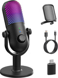 USB Microphone for PC Gaming: Condenser Microphone RGB for Gamer with Stand Mic - Recording Mic for Computer&Laptop with Qiuck Mute - Desk Podcast Mic for Podcast & Singing & Streaming & Youtube Black by Unknown
