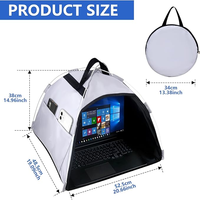 HoYiXi Universal Laptop Sun Shade and Privacy Foldable Shield Working Outdoor Travel Sun Shield for 13-16 inch MacBook Air Pro Dell Asus PC,(Have patents),Grey - Image 3