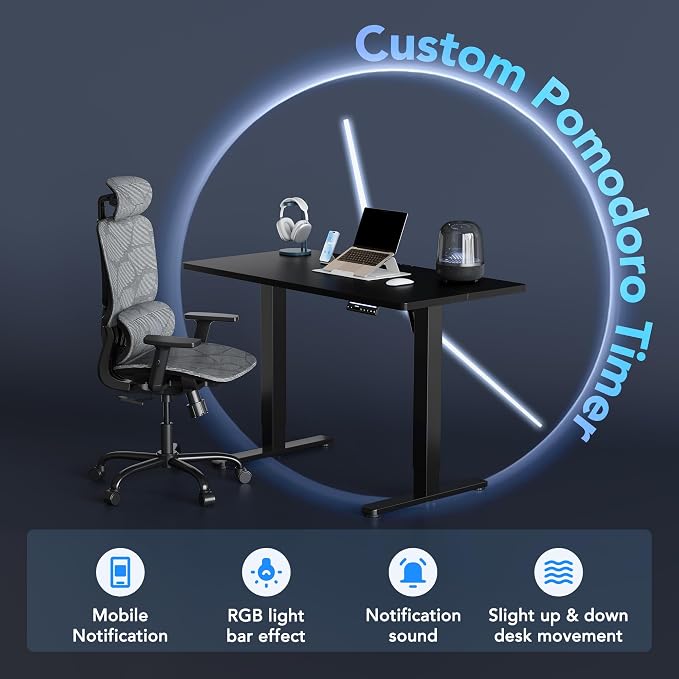 HUANUO AI-Powered Smart Electric Standing Desk, 32 Inch, Black | AI App & Voice Control via Alexa, Google Assistant & Siri Shortcuts, 28.3–46.5-Inch Height, Compact 32-Inch Desk, 3 Settings - Image 4