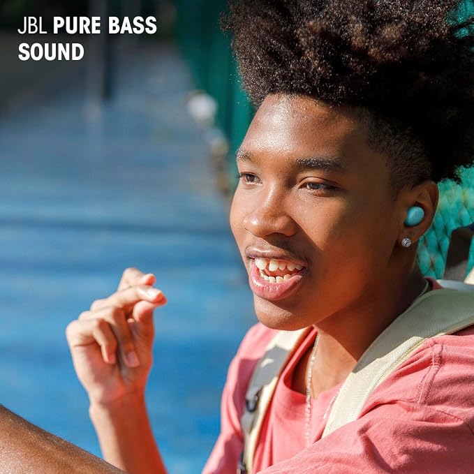 JBL Vibe Buds 2 - True Wireless Noise Cancelling Earbuds with JBL Pure Bass Sound & Smart Ambient Technology, 4mics for Crisp, Clear Calls, up to 40Hrs of Playback, IP54 Dust & Water Resistant (Blue) - Image 8