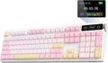 EPOMAKER TH108 PRO Full Size Mechanical Keyboard with Screen & Knob | Wireless Gaming Keyboard with 10000mAh, Creamy Gasket, Hot Swap, Custom Driver, RGB Backlight, NKRO (Pink, Creamy Jade) by EPOMAKER