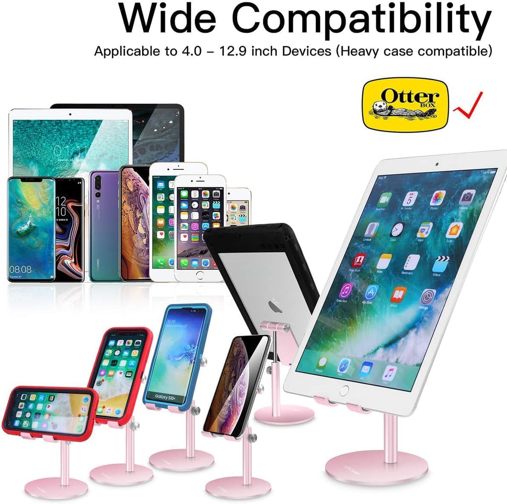 AICase Adjustable Tablet/Phone Stand, Telescopic Adjustable iPad Stand Holder,Universal Multi Angle Aluminum Stand Compatible with Smart Cell Phone/Tablet/iPad(4-13 inch), Rose Gold - Image 3