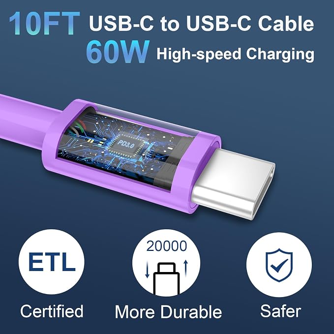 Phone 17 16 15 Charger USB C Wall Charger Block with 10FT USB C Fast Charging Cable for Phone 17 16 15/16 15 Plus/16 15 Pro/17 16 15 Pro Max - Image 4