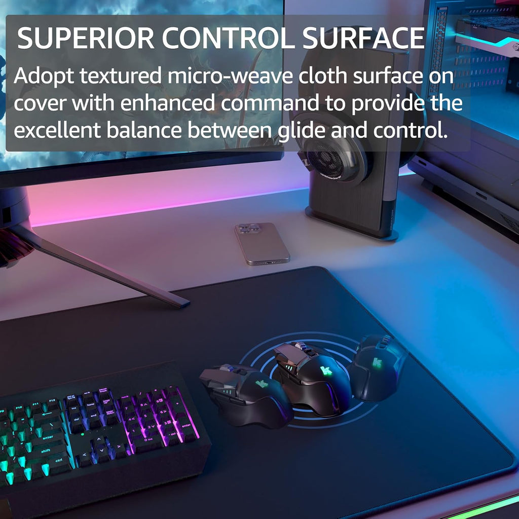 KTRIO Large Gaming Mouse Pad Desk Mat for Gamer, 31.5" x 15.7", Black, XXL - Image 2