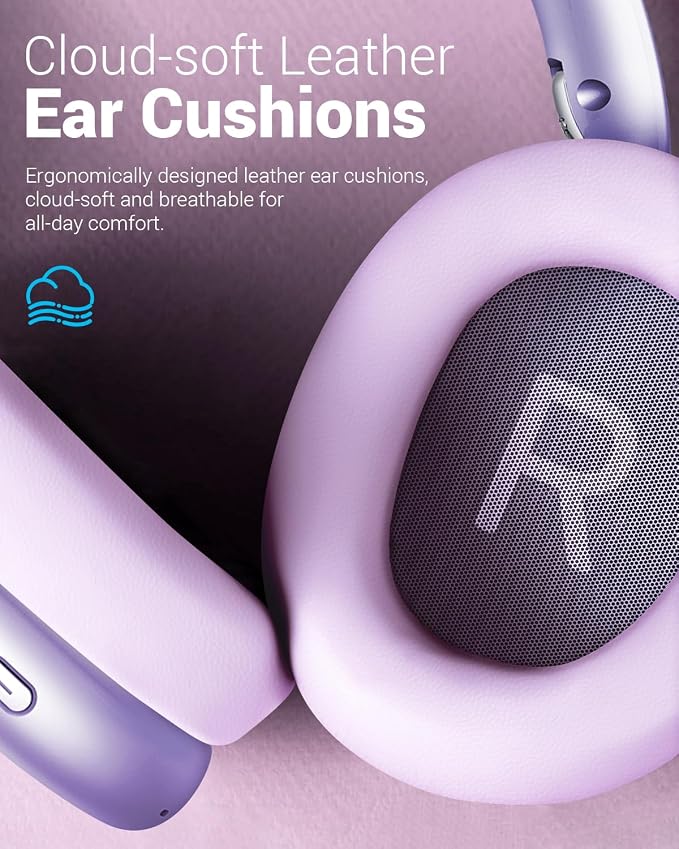 Wentronic Y01 Wireless Noise Canceling Headphones Bluetooth 5.3 Over Ear Headphones with Microphone, Hi-Res Audio, 48H Playtime, Foldable Comfortable Earpads,Compatible with iOS,Android,PC, Purple - Image 4
