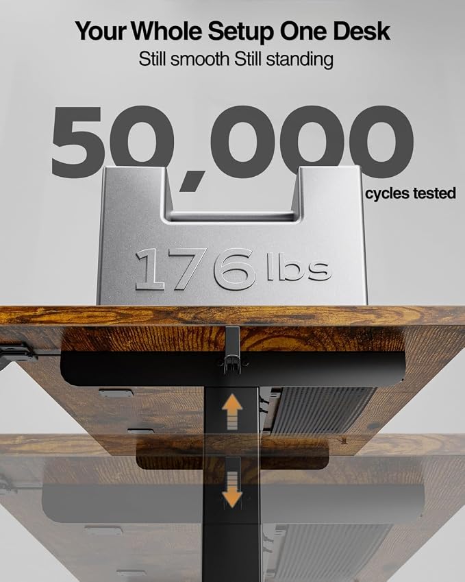 Electric Standing Desk with Cable Management,Rustic Brown Height Adjustable Desk with Memory Presets, Sit Stand Table for Work from Home, Ergonomic Computer Desk,48 x 24 inch - Image 4